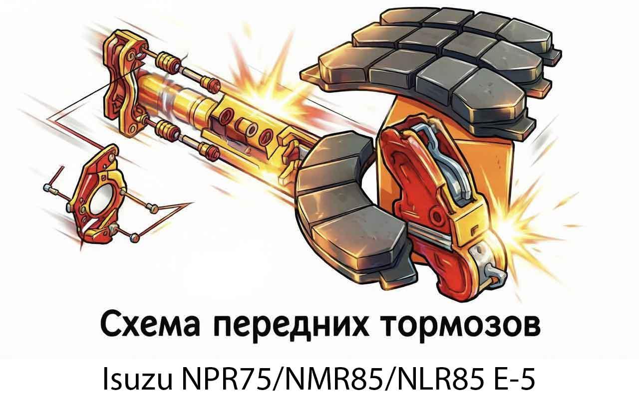 Тормозные колодки Isuzu NPR75/NMR85/NLR85 Евро-5 &mdash; каталог деталей и схемы тормозной системы