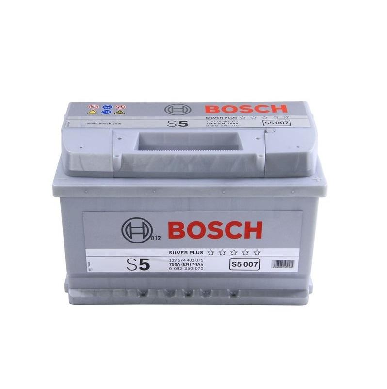 Аккумулятор Bosch S5 Silver Plus 12 В 74 А/ч 750 А | - + | 0092S50070