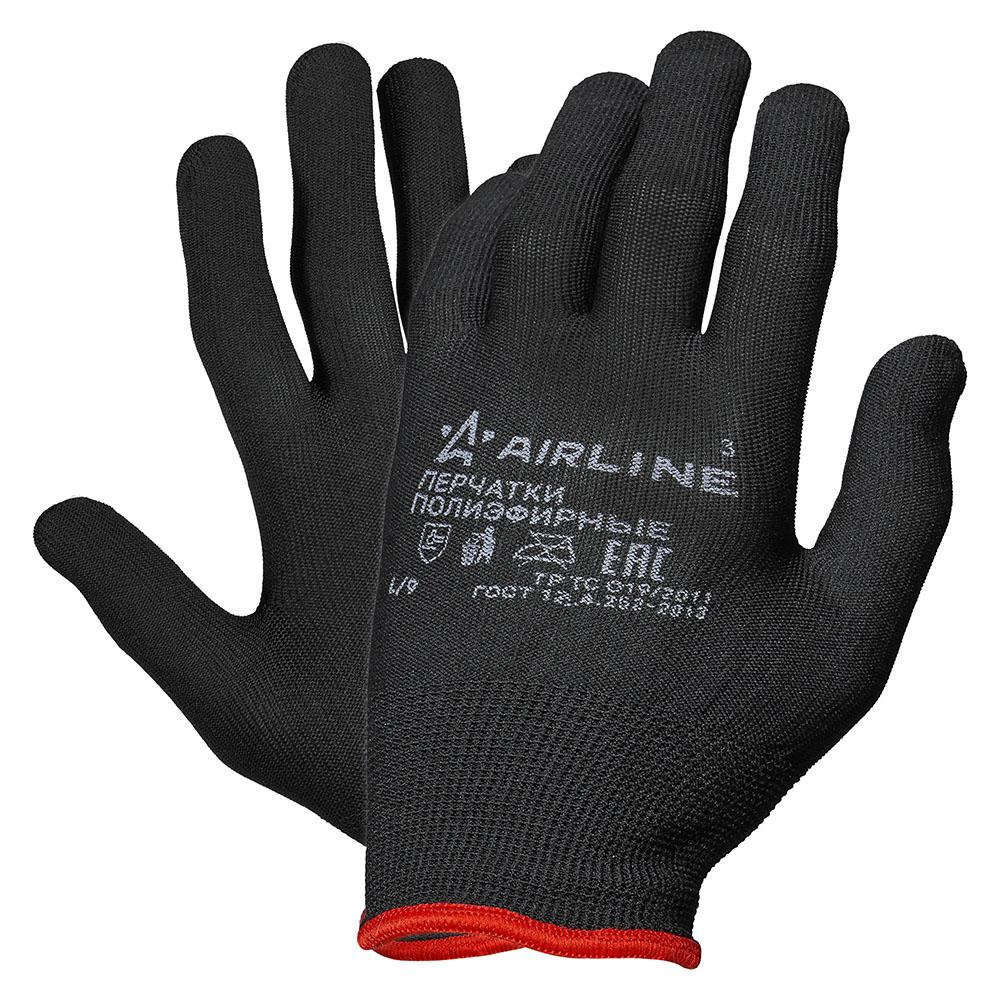 Перчатки полиэфирные (L) черные AirLine ADWG007