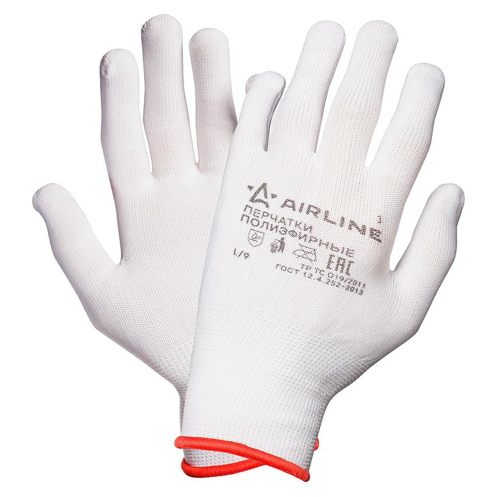 Перчатки полиэфирные (L) белые AirLine ADWG005