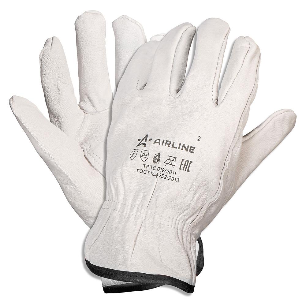 Перчатки водительские, натуральная мягкая кожа (XL) белые AirLine ADWG105