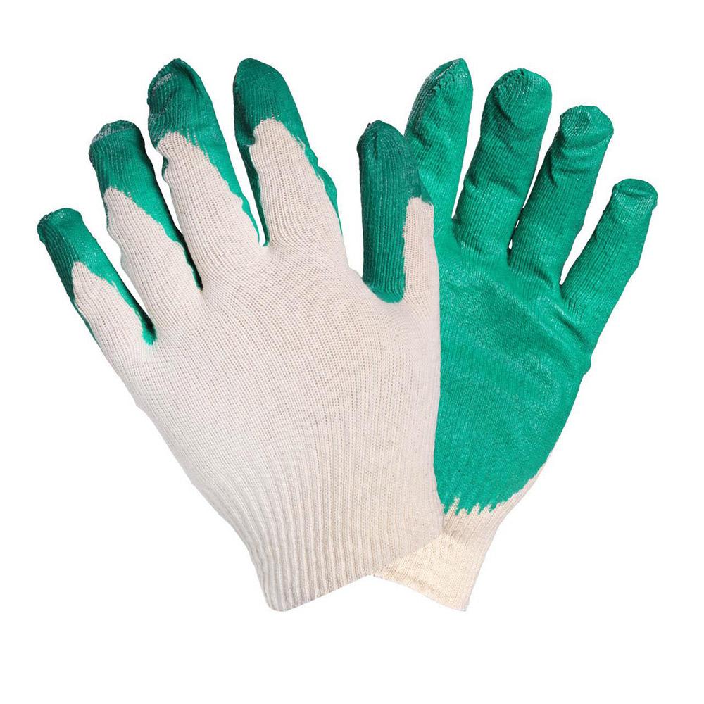 Перчатки ХБ с латексным покрытием ладони, зеленые, 13 класс, (к-т 5 пар) AirLine AWG-C-07
