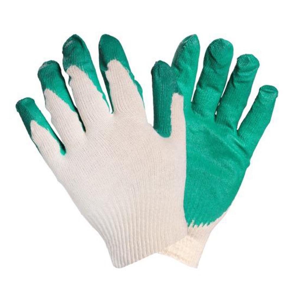Перчатки ХБ с латексным покрытием ладони, зеленые, 13 класс, (1 пара) AirLine AWG-C-06
