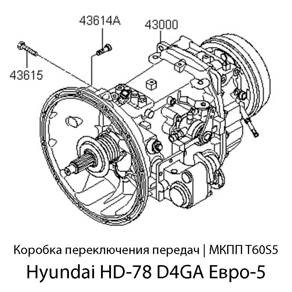 Коробка переключения передач (МКПП T60S5) Hyundai HD-78 D4GA Евро-5 | Оригинал